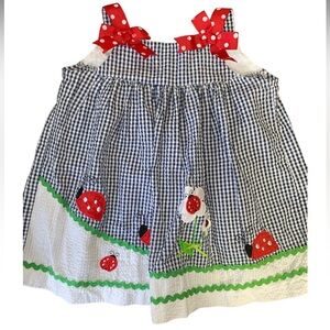 Rare Editions • Navy Gingham • Ladybug Dress